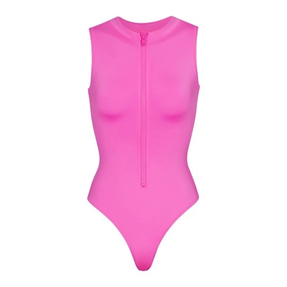 SKIMS Other - Skims Swim ZIP FRONT SLEEVELESS ONE PIECE Taffy Pink Small  Barbicore